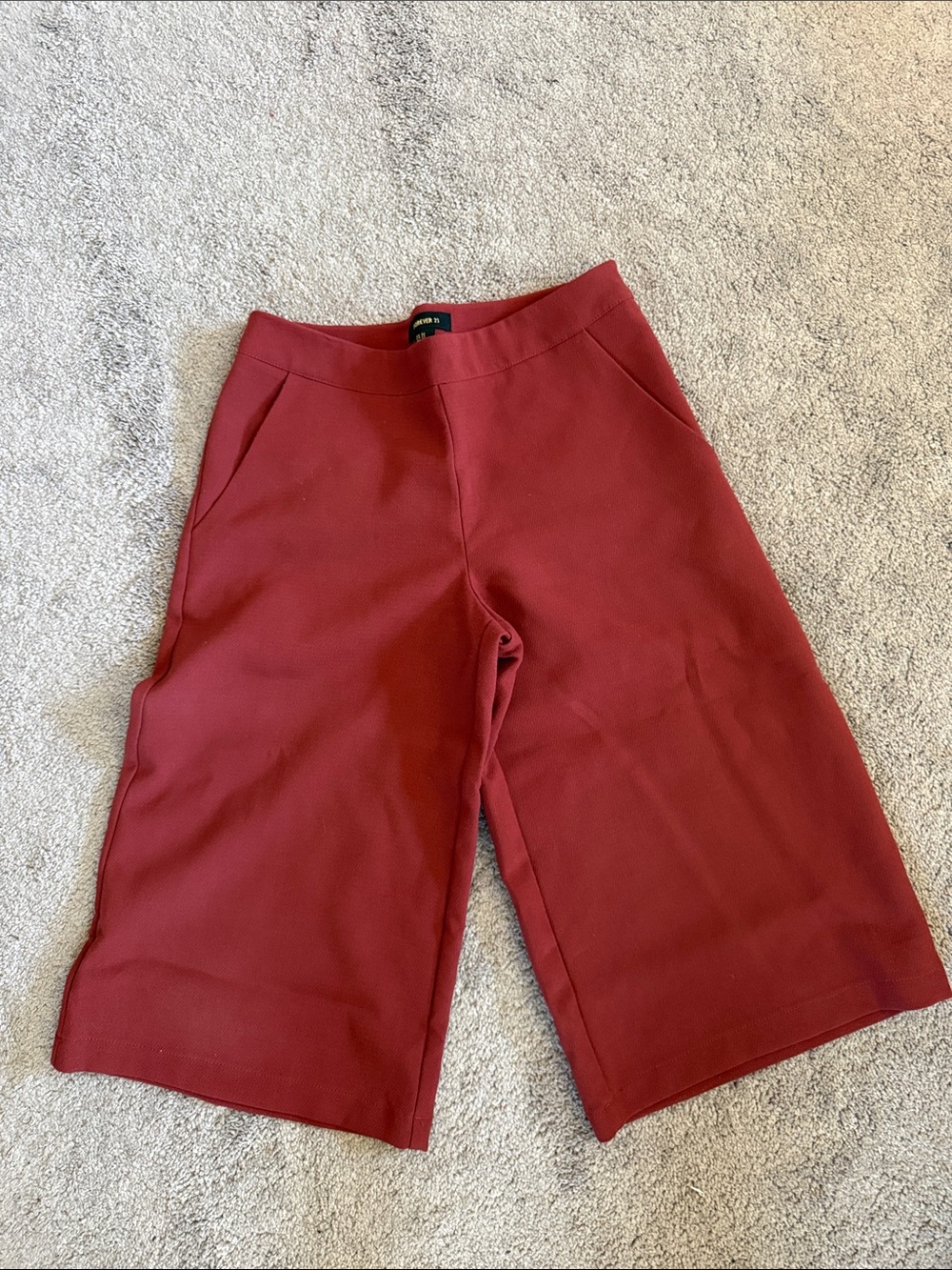 Forever 21 Cropped Wide-Leg Shorts in Brick Red